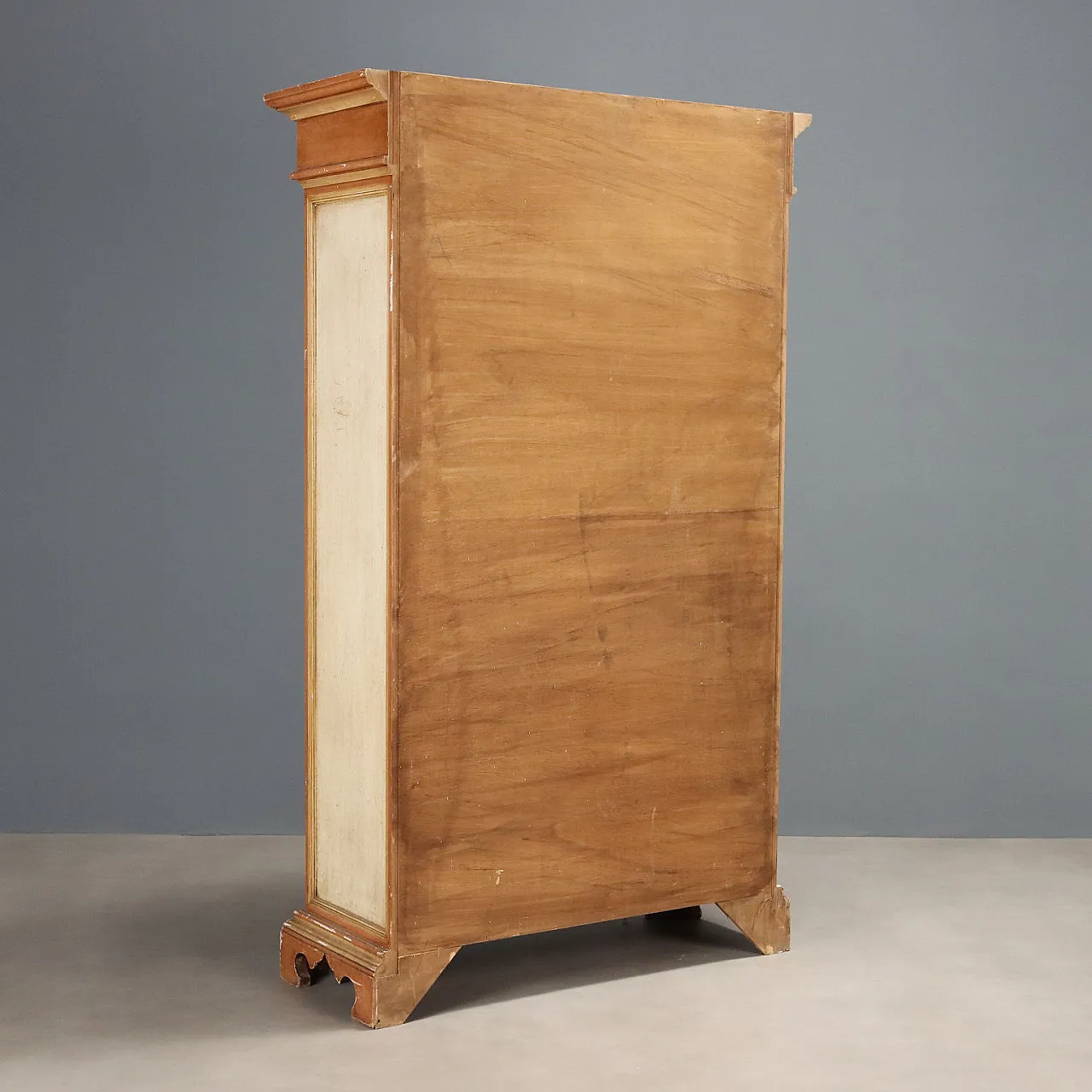 Armadio in stile barocco in legno laccato dipinto, '900 8