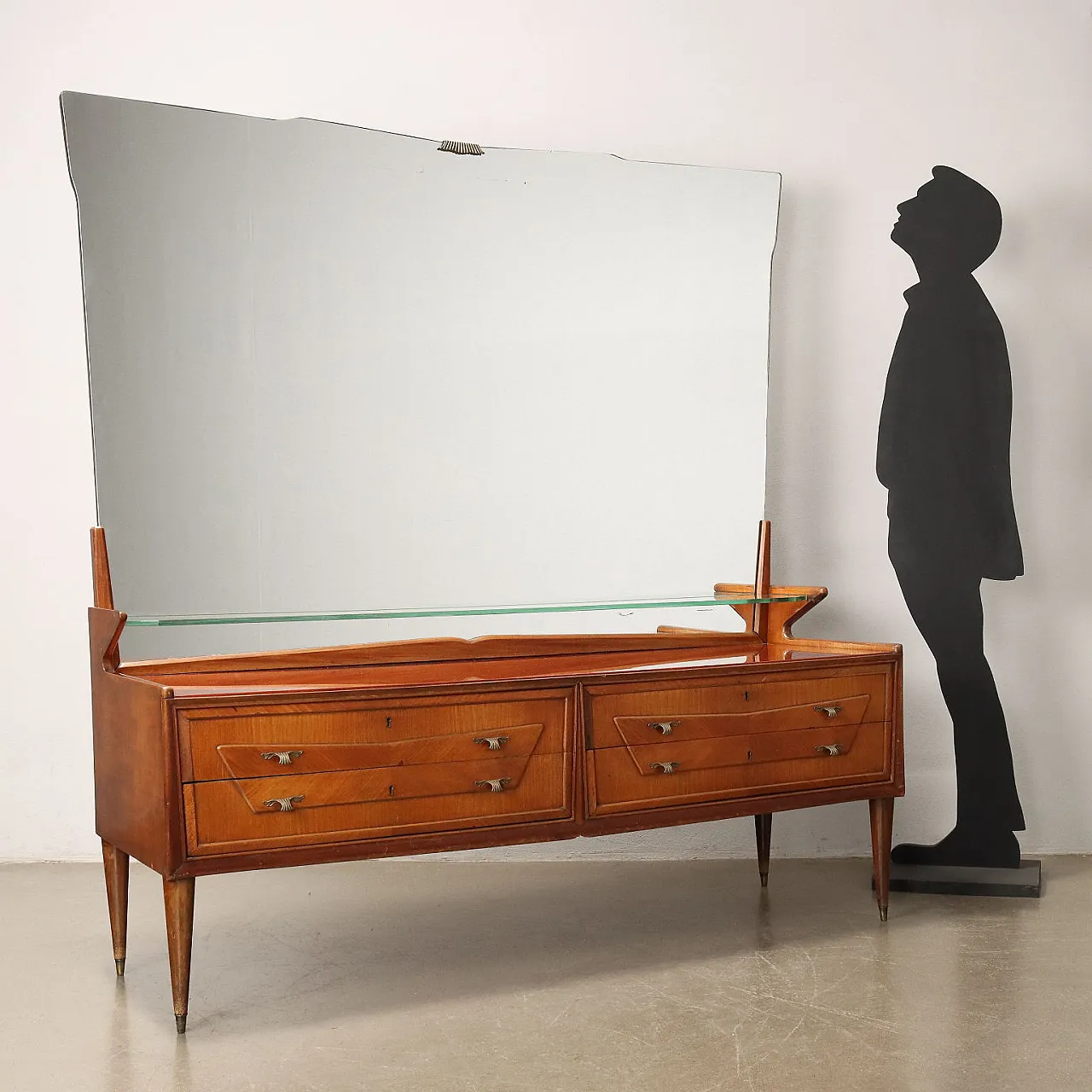 Walnut and teak dresser with mirror and drawers, 1950s 2