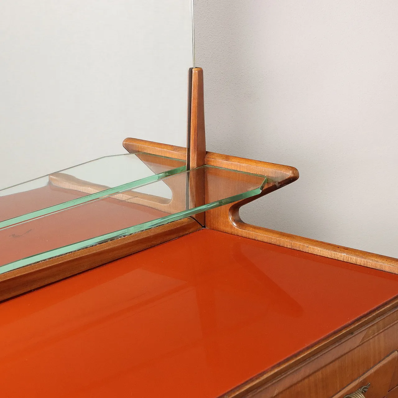 Walnut and teak dresser with mirror and drawers, 1950s 3