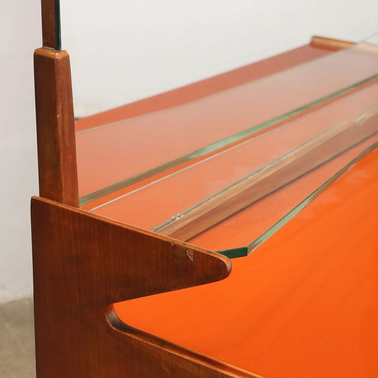 Walnut and teak dresser with mirror and drawers, 1950s 7