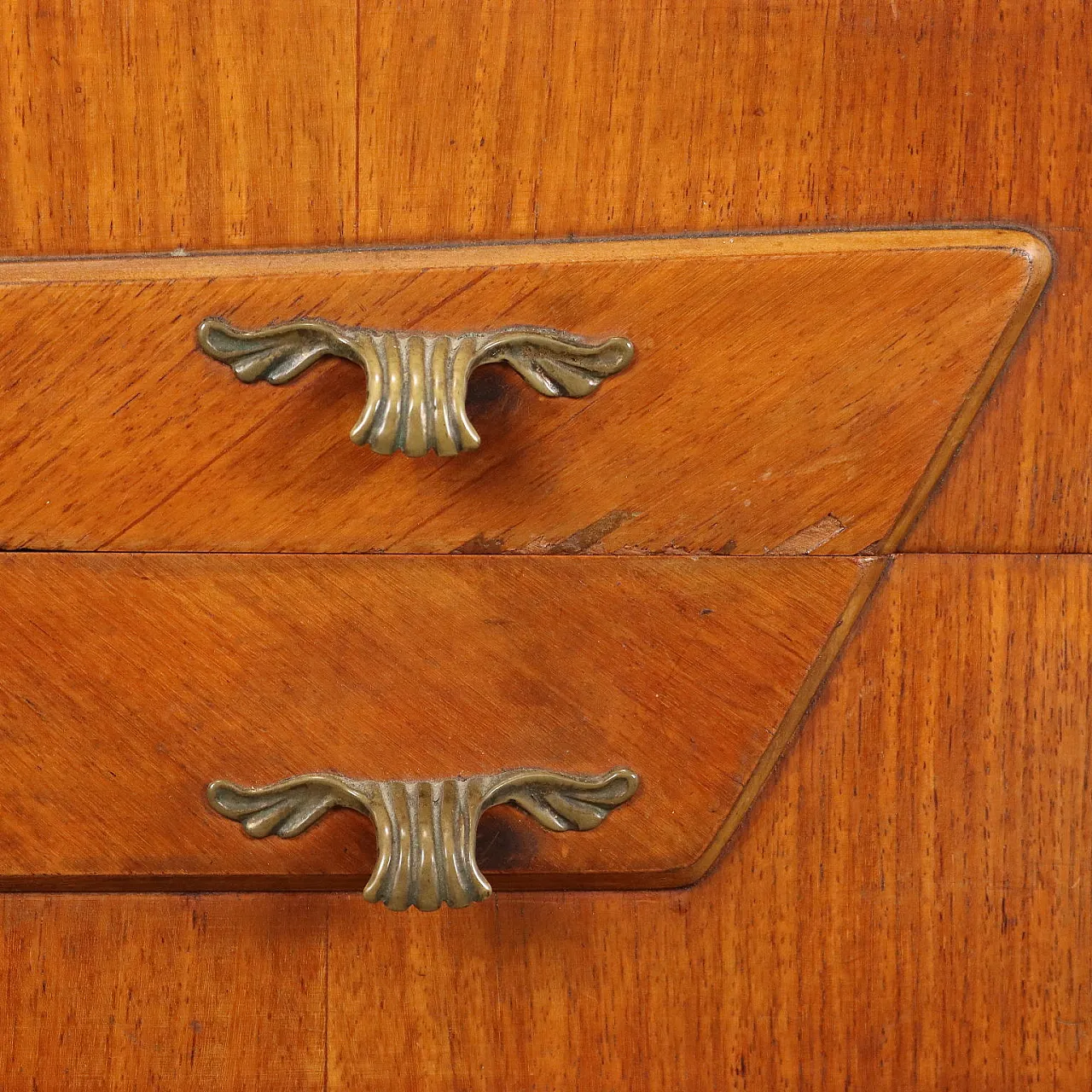 Walnut and teak dresser with mirror and drawers, 1950s 10