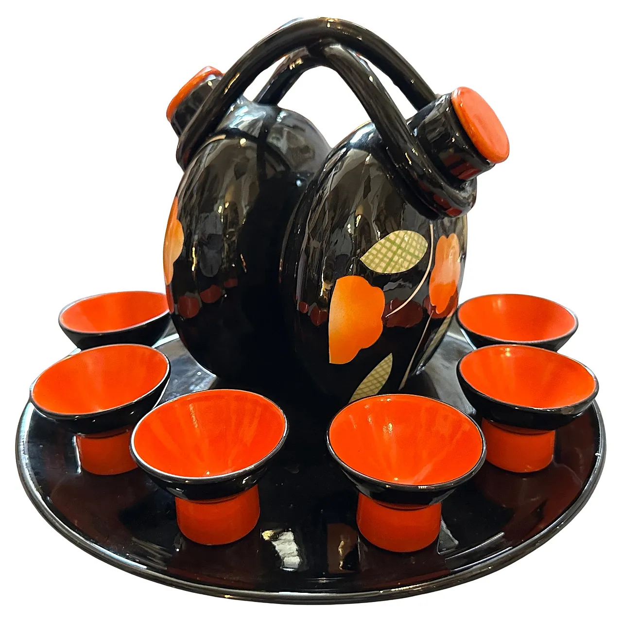 Mid-Century Modern ceramic Rosolio set by Rometti, 1950s 1