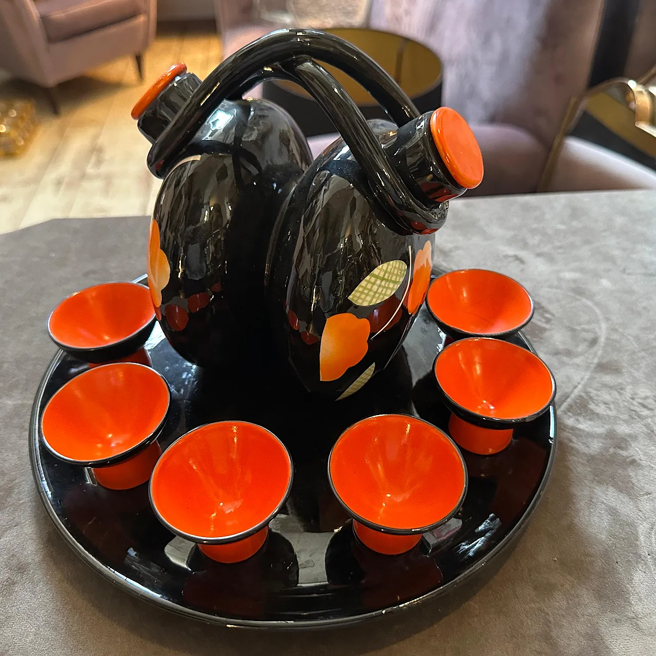 Mid-Century Modern ceramic Rosolio set by Rometti, 1950s 2