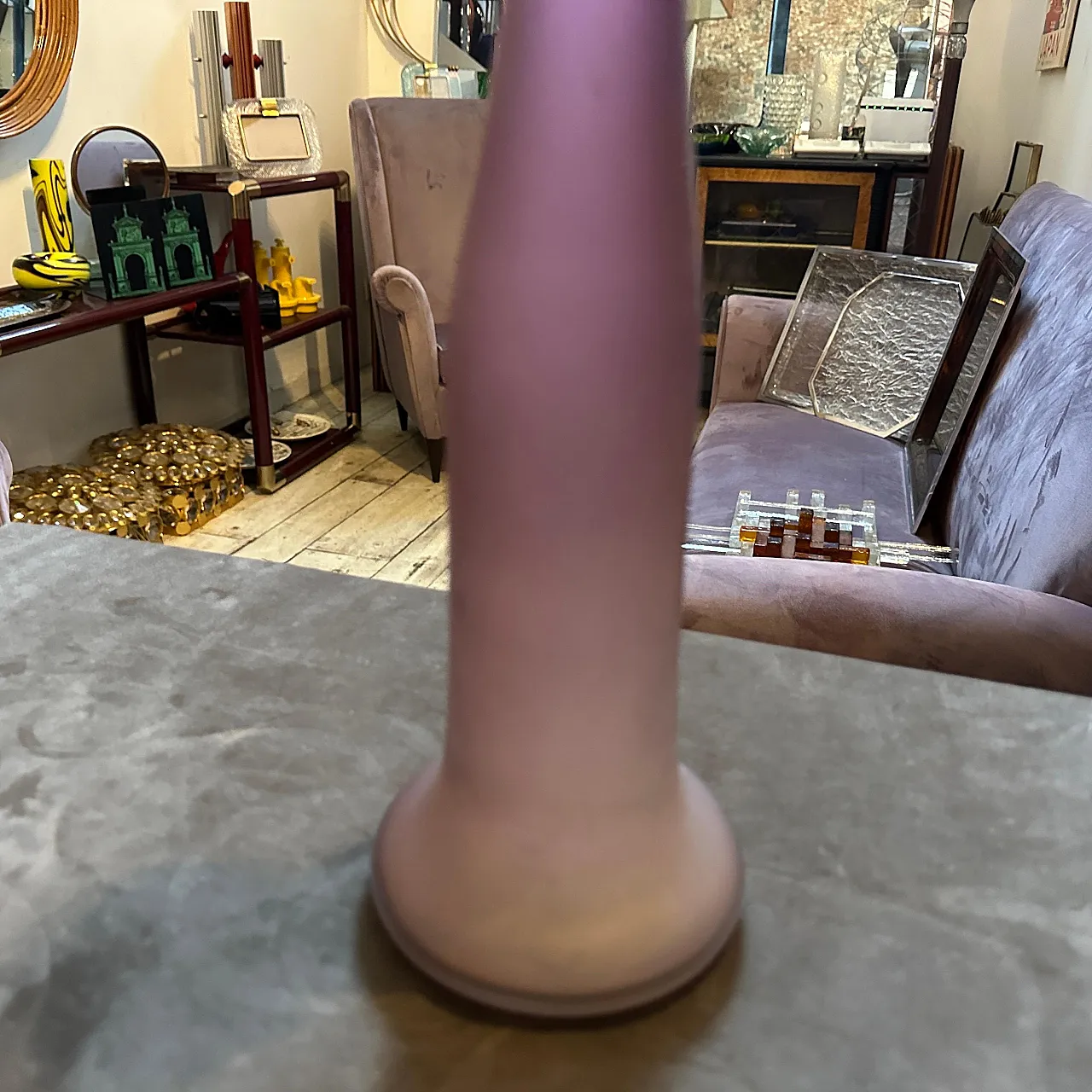 Vaso modernista in vetro di Murano scavo viola di Cenedese, anni '60 4