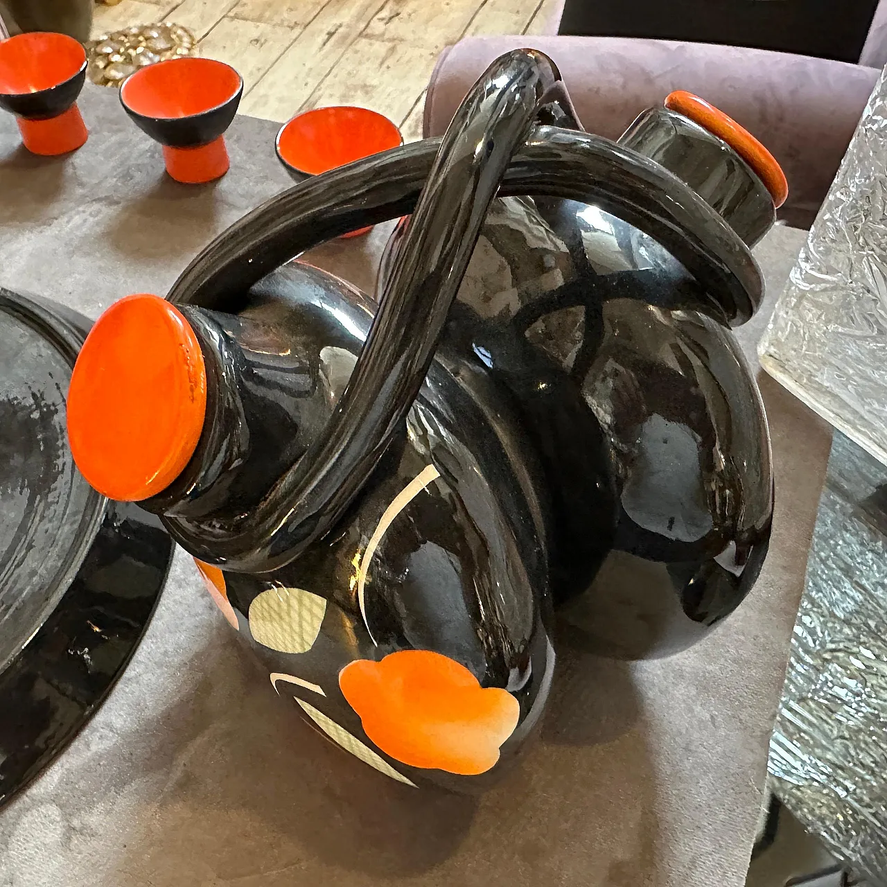 Mid-Century Modern ceramic Rosolio set by Rometti, 1950s 4