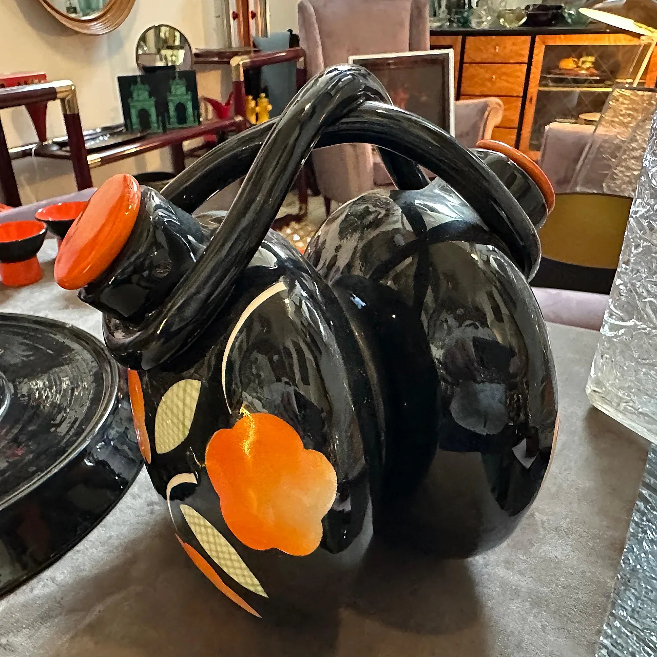 Mid-Century Modern ceramic Rosolio set by Rometti, 1950s 5