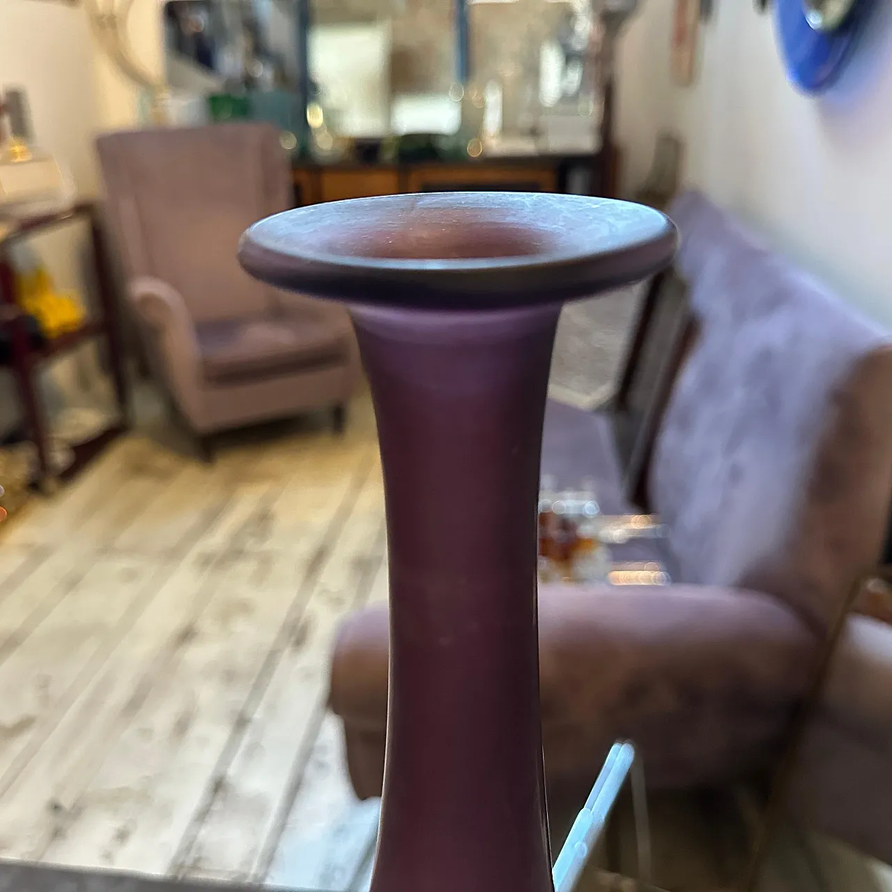 Vaso modernista in vetro di Murano scavo viola di Cenedese, anni '60 6