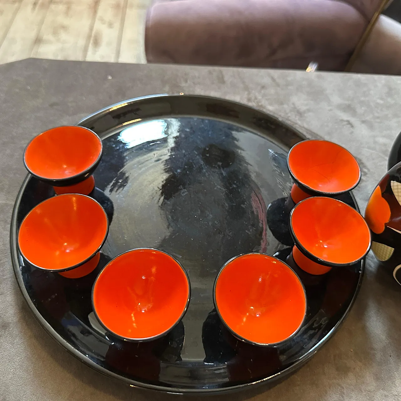 Mid-Century Modern ceramic Rosolio set by Rometti, 1950s 8