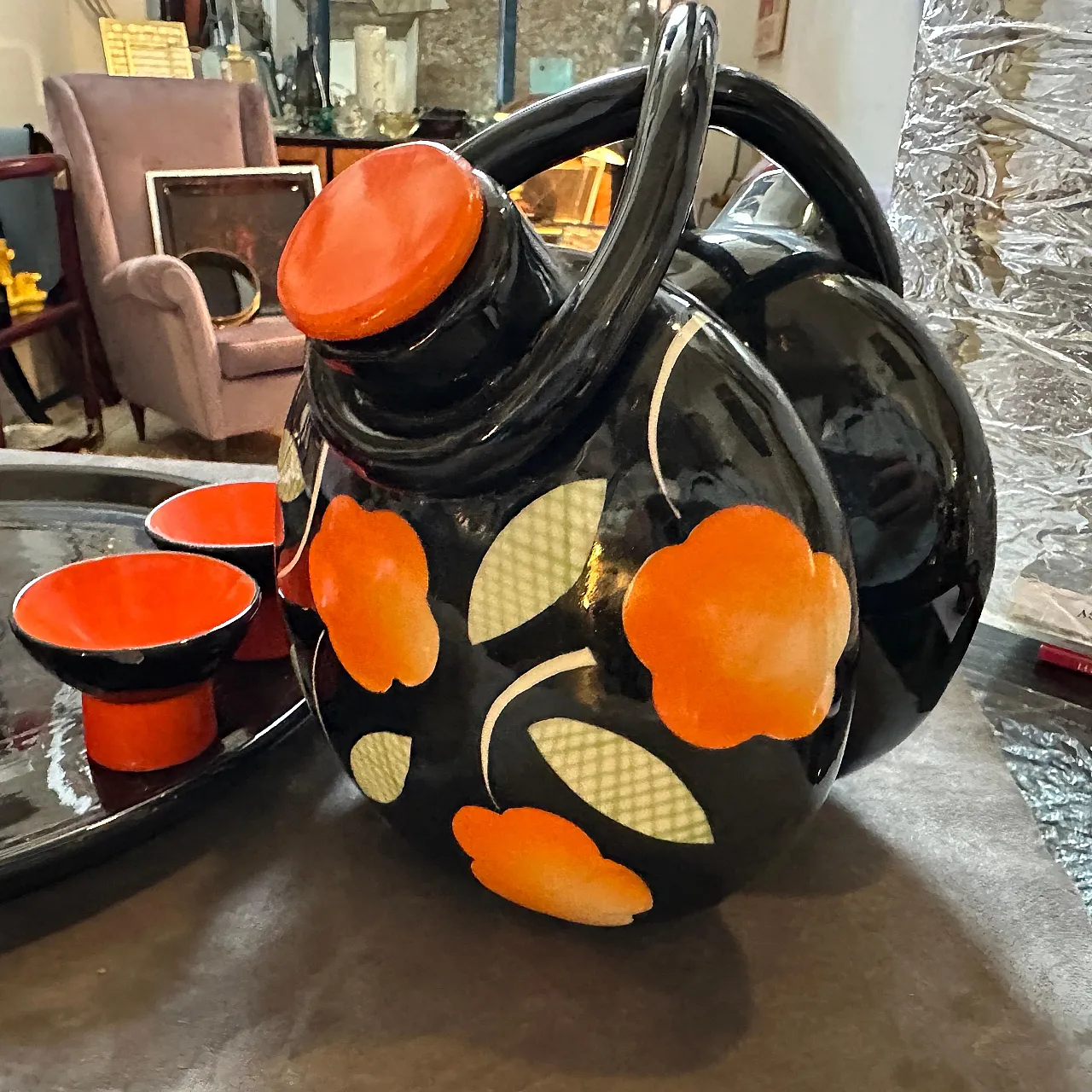 Mid-Century Modern ceramic Rosolio set by Rometti, 1950s 9