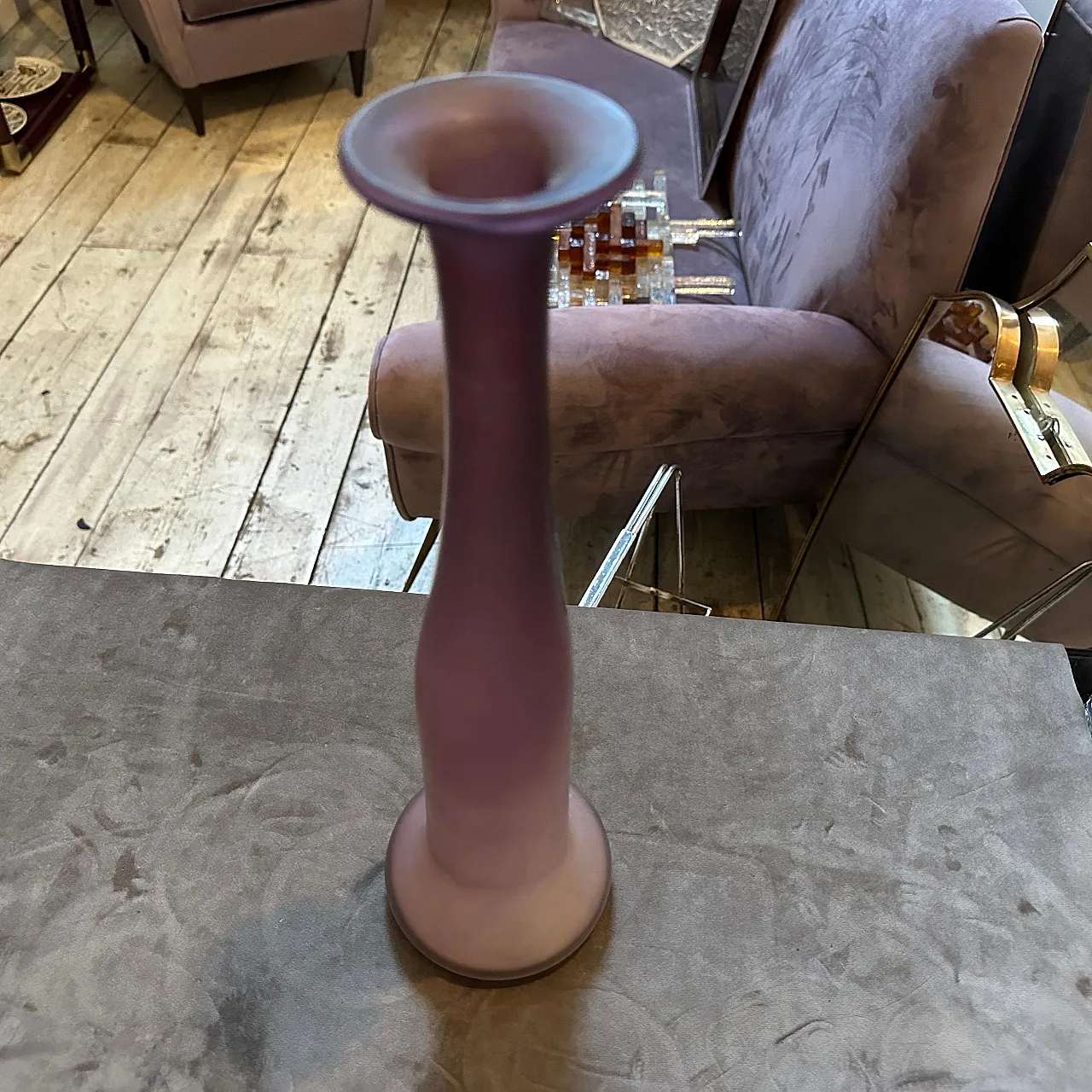 Vaso modernista in vetro di Murano scavo viola di Cenedese, anni '60 9