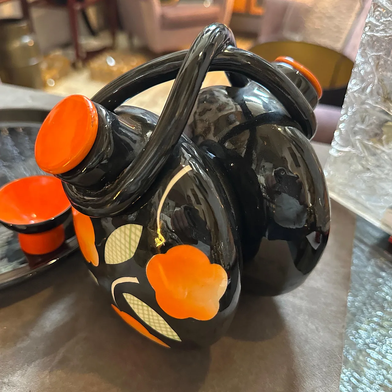 Mid-Century Modern ceramic Rosolio set by Rometti, 1950s 10