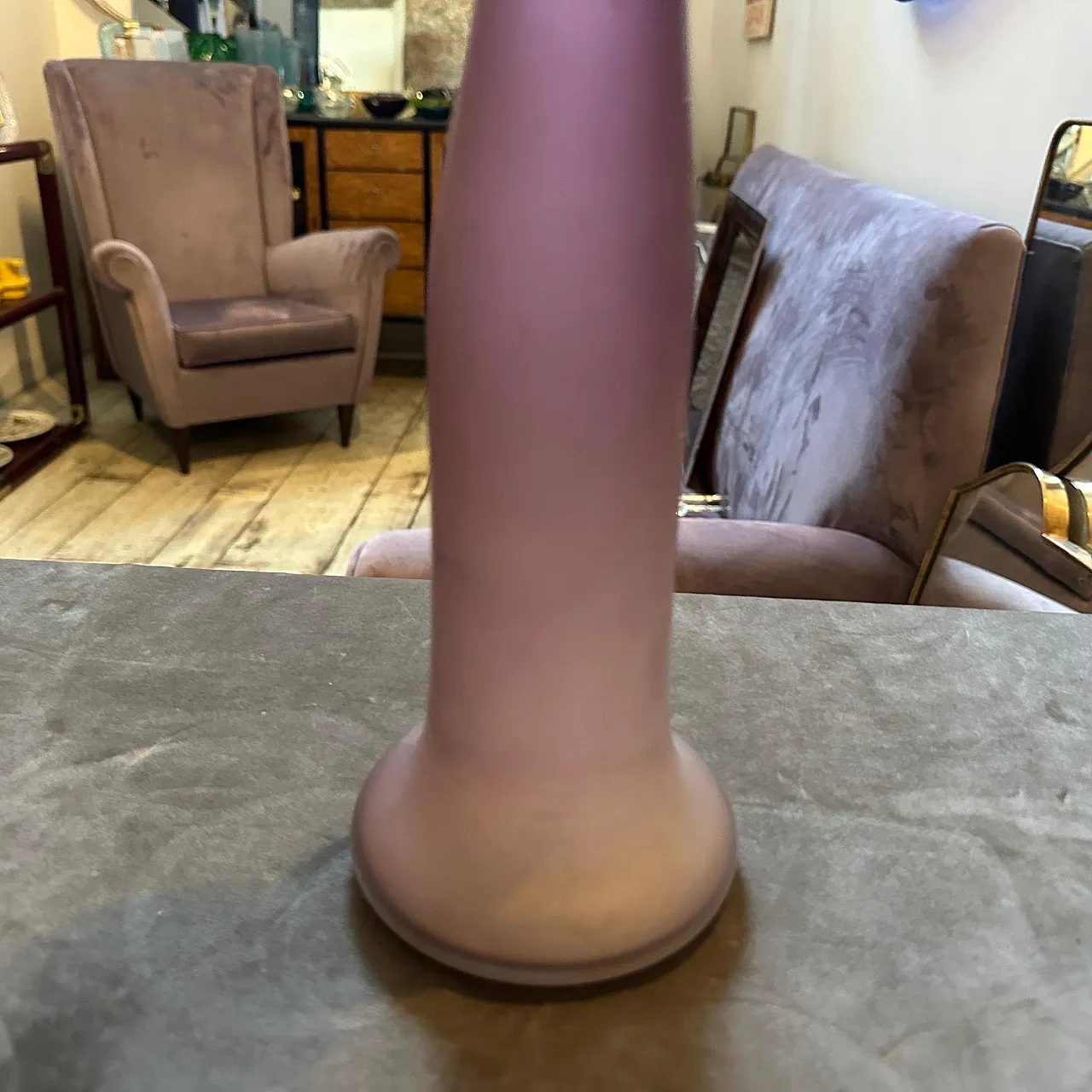 Vaso modernista in vetro di Murano scavo viola di Cenedese, anni '60 10