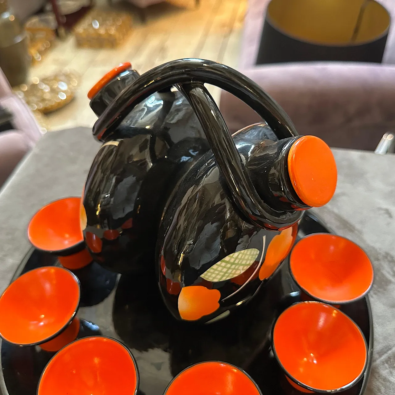 Mid-Century Modern ceramic Rosolio set by Rometti, 1950s 11