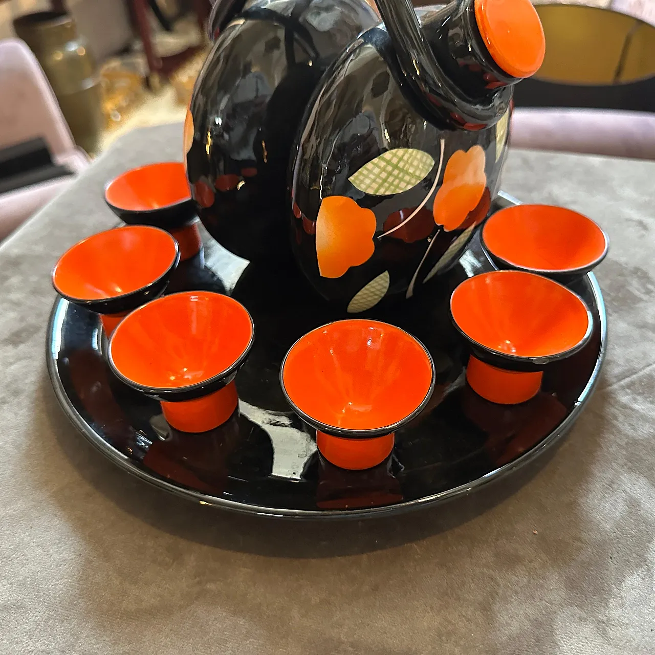 Mid-Century Modern ceramic Rosolio set by Rometti, 1950s 12