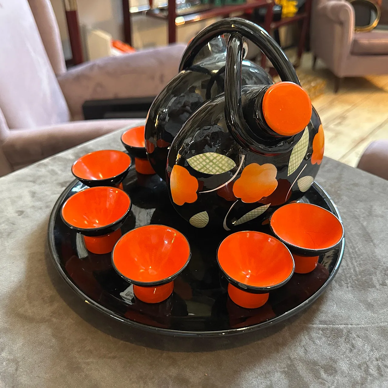 Mid-Century Modern ceramic Rosolio set by Rometti, 1950s 13