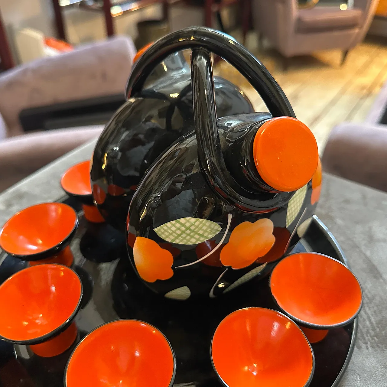 Mid-Century Modern ceramic Rosolio set by Rometti, 1950s 14