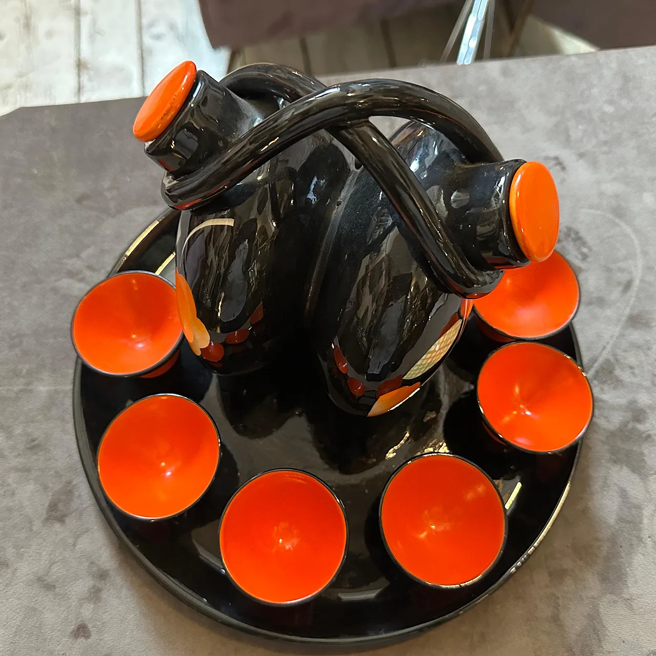 Mid-Century Modern ceramic Rosolio set by Rometti, 1950s 15