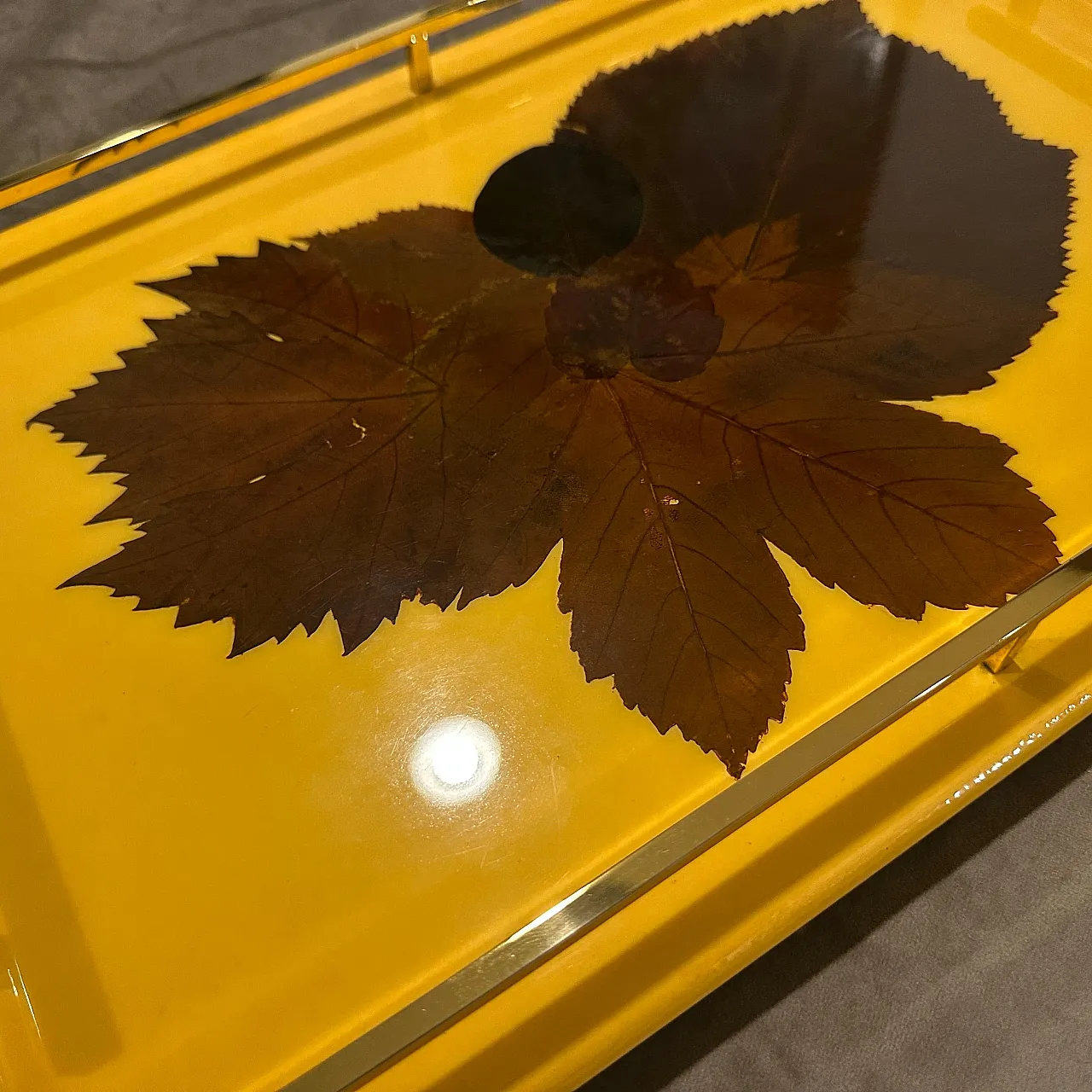 Lacqueredwood and brass serving tray, 1960s 5