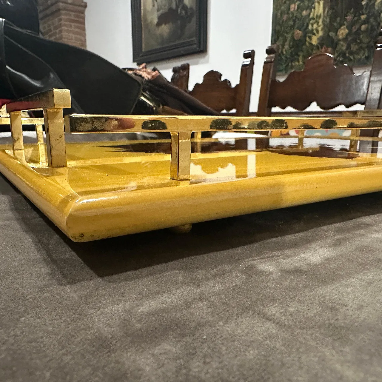 Lacqueredwood and brass serving tray, 1960s 8