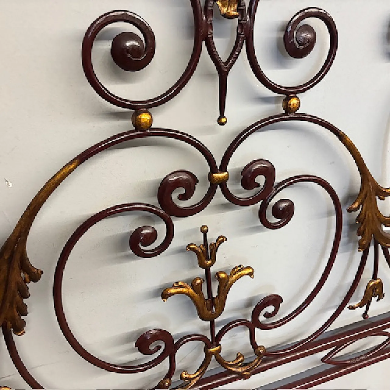 Testiera matrimoniale letto ferro battuto, anni '30 5