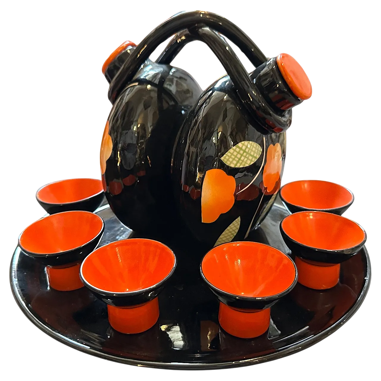 Mid-Century Modern ceramic Rosolio set by Rometti, 1950s 16