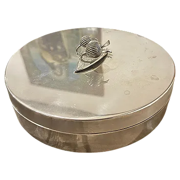 Silver plated in round jewelry box by Renzo Casati Firenze, 1970s