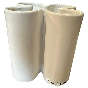 Mid-Century Modern white ceramic vase by Pierre Cardin, 1970s