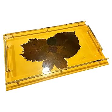 Lacqueredwood and brass serving tray, 1960s