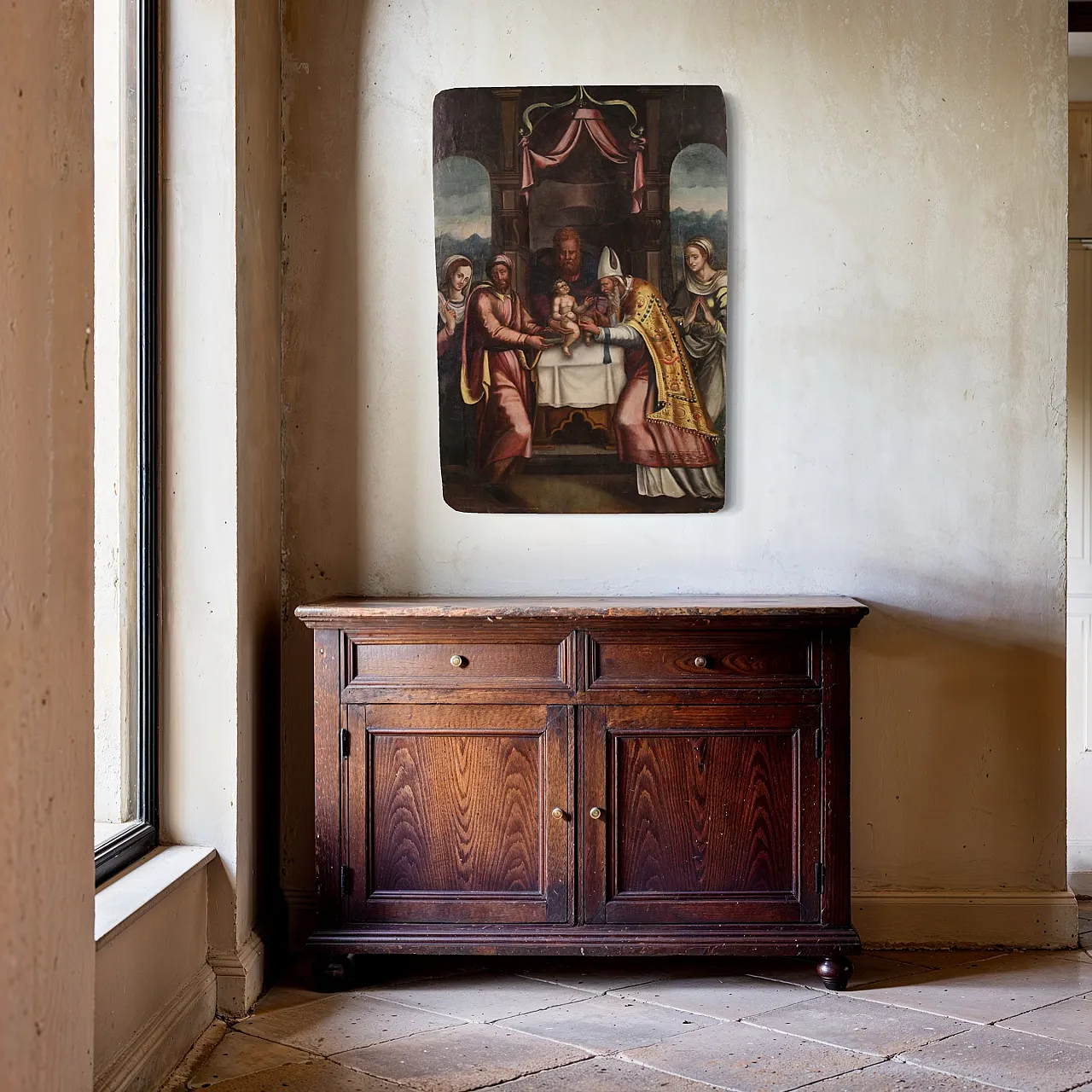 Painting on table, the circumcision of Christ, 16th century 8