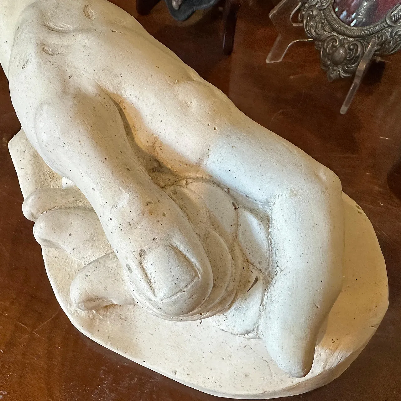 Studio anatomico in gesso di una mano che tiene monete, anni '50 4