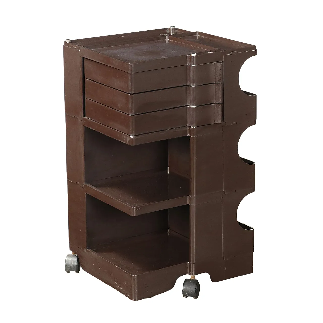 Carrello Boby di Joe Colombo per Bieffeplast plastica nera, anni '80 1