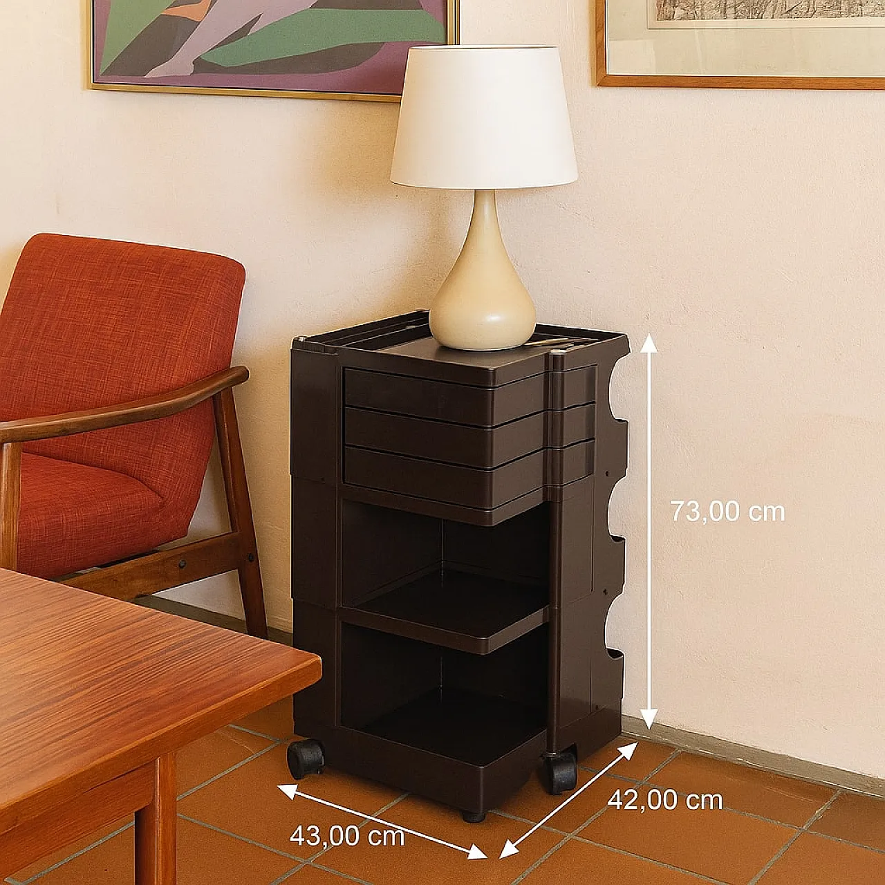 Carrello Boby di Joe Colombo per Bieffeplast plastica nera, anni '80 2