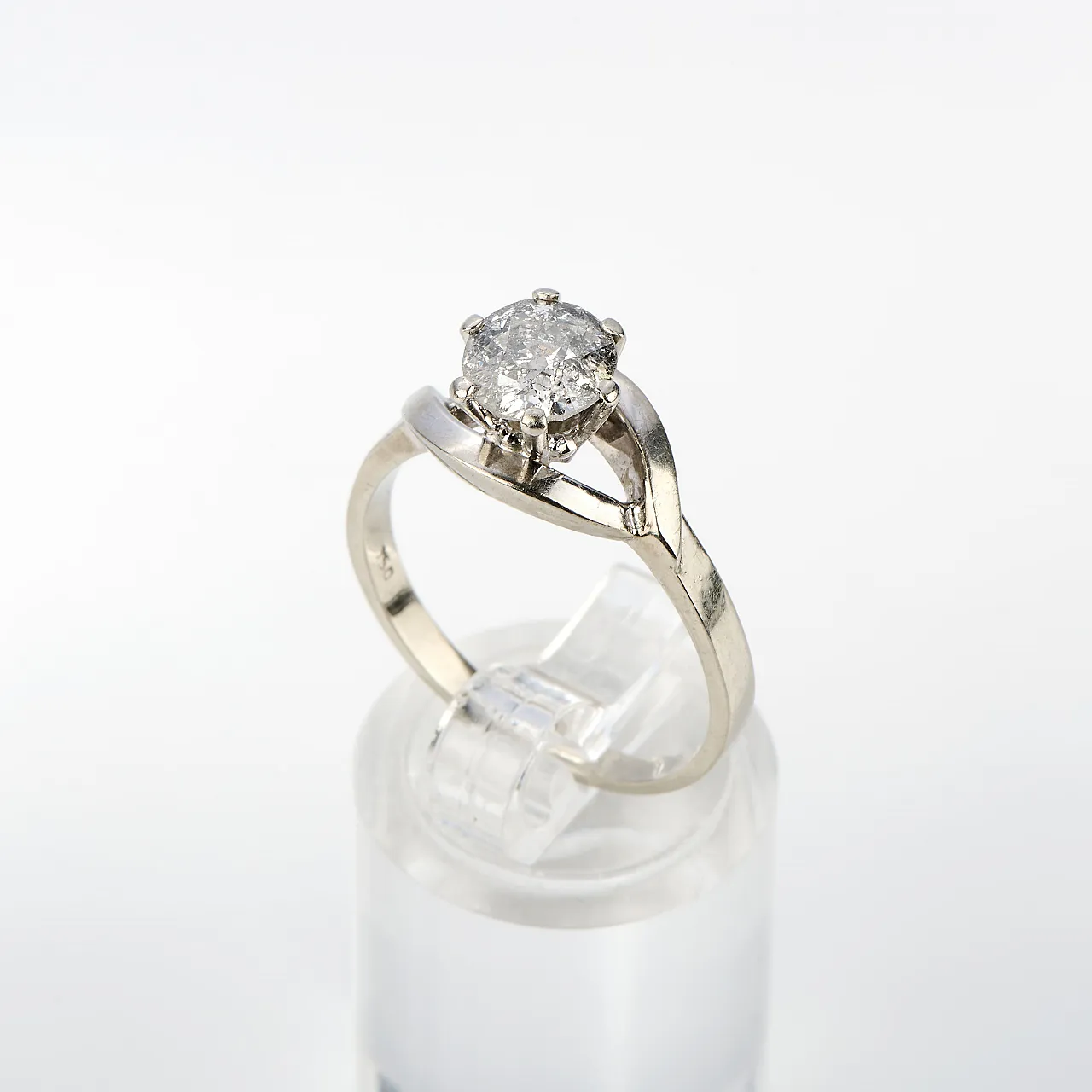 anello in oro bianco 18kt con diamante naturale 1ct 1