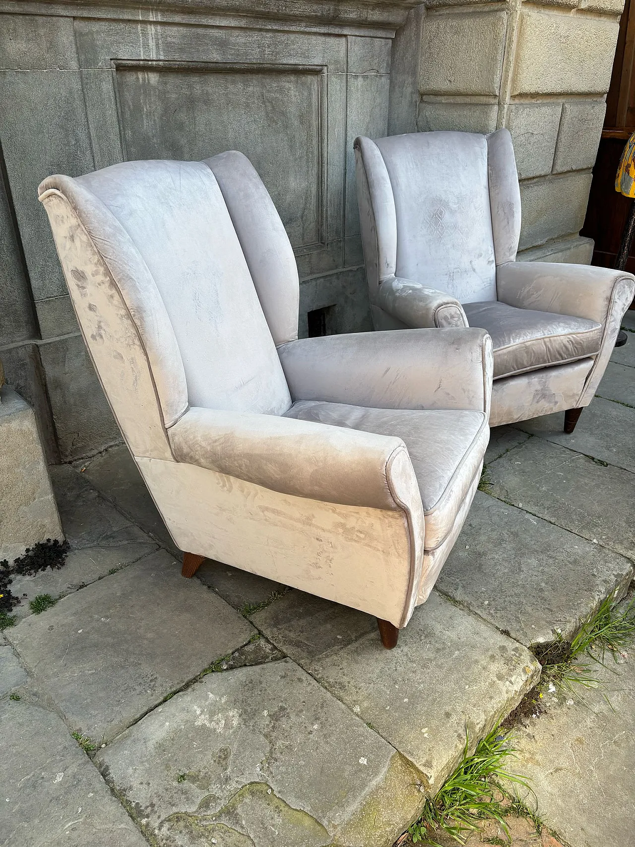 Pair of gray armchairs, 60s 1