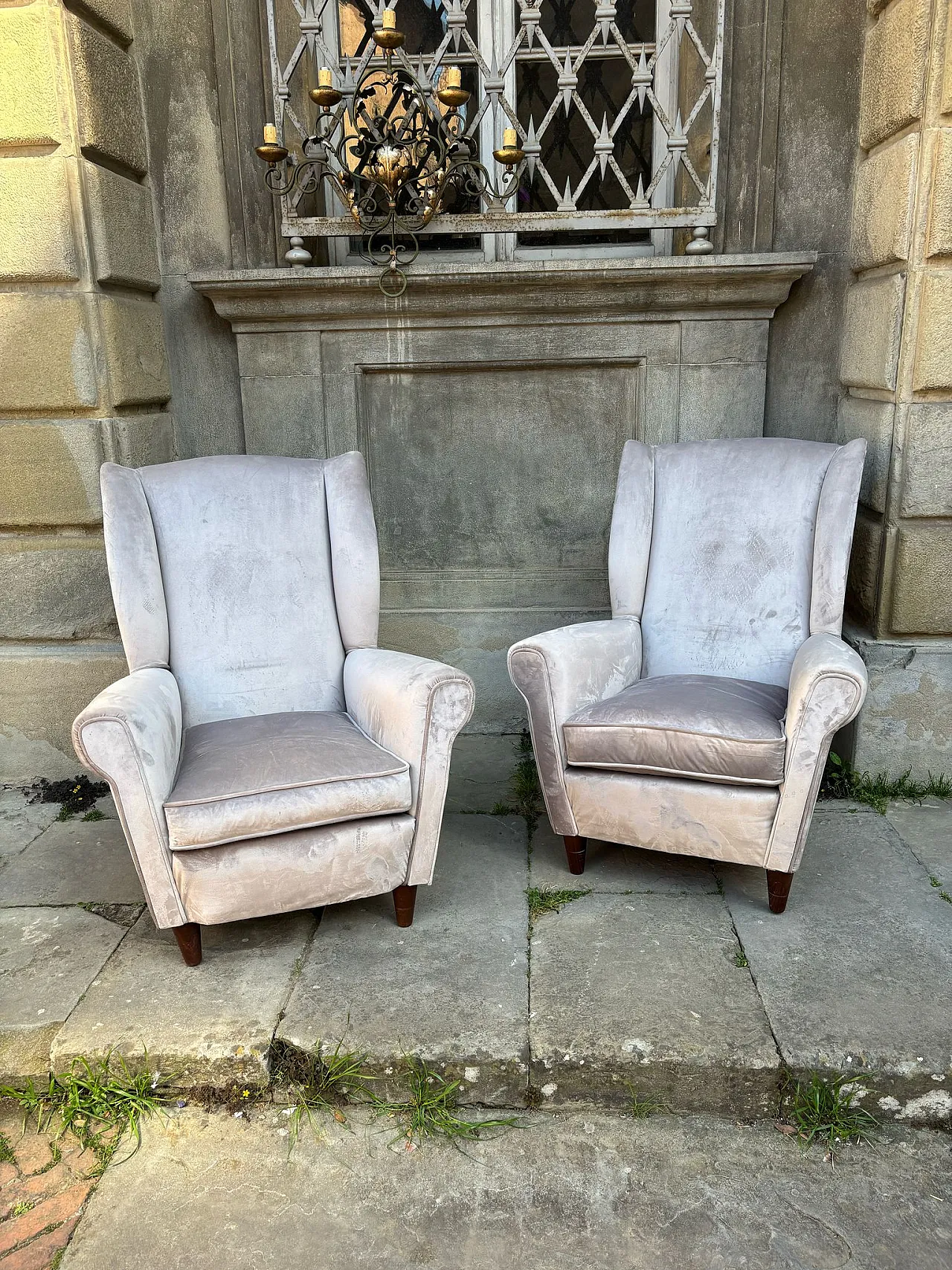 Pair of gray armchairs, 60s 2