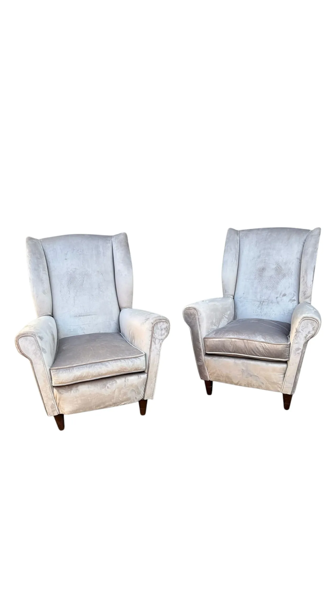 Pair of gray armchairs, 60s 3