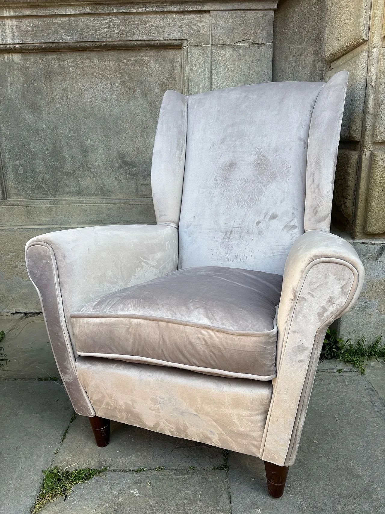 Pair of gray armchairs, 60s 4