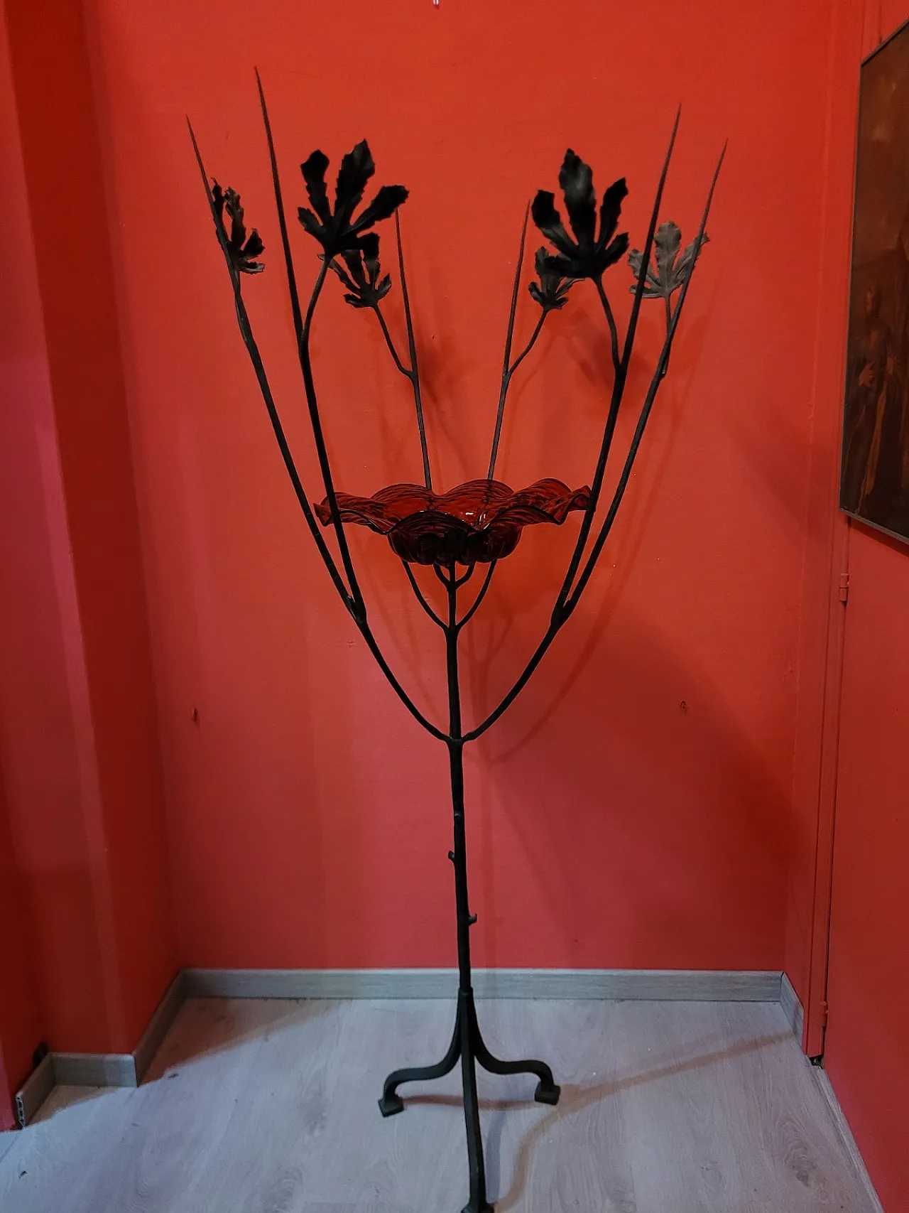 Scultura Albero con rami e piatto in vetro di Murano, anni '20 1