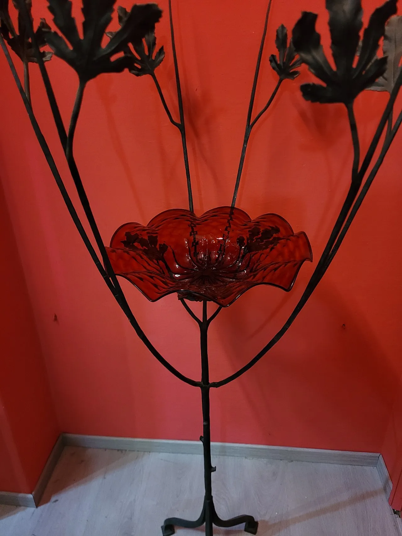 Scultura Albero con rami e piatto in vetro di Murano, anni '20 2