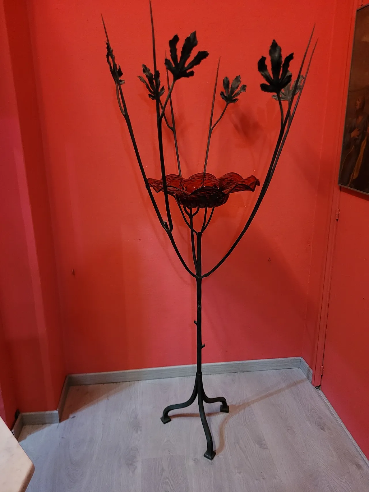 Scultura Albero con rami e piatto in vetro di Murano, anni '20 7