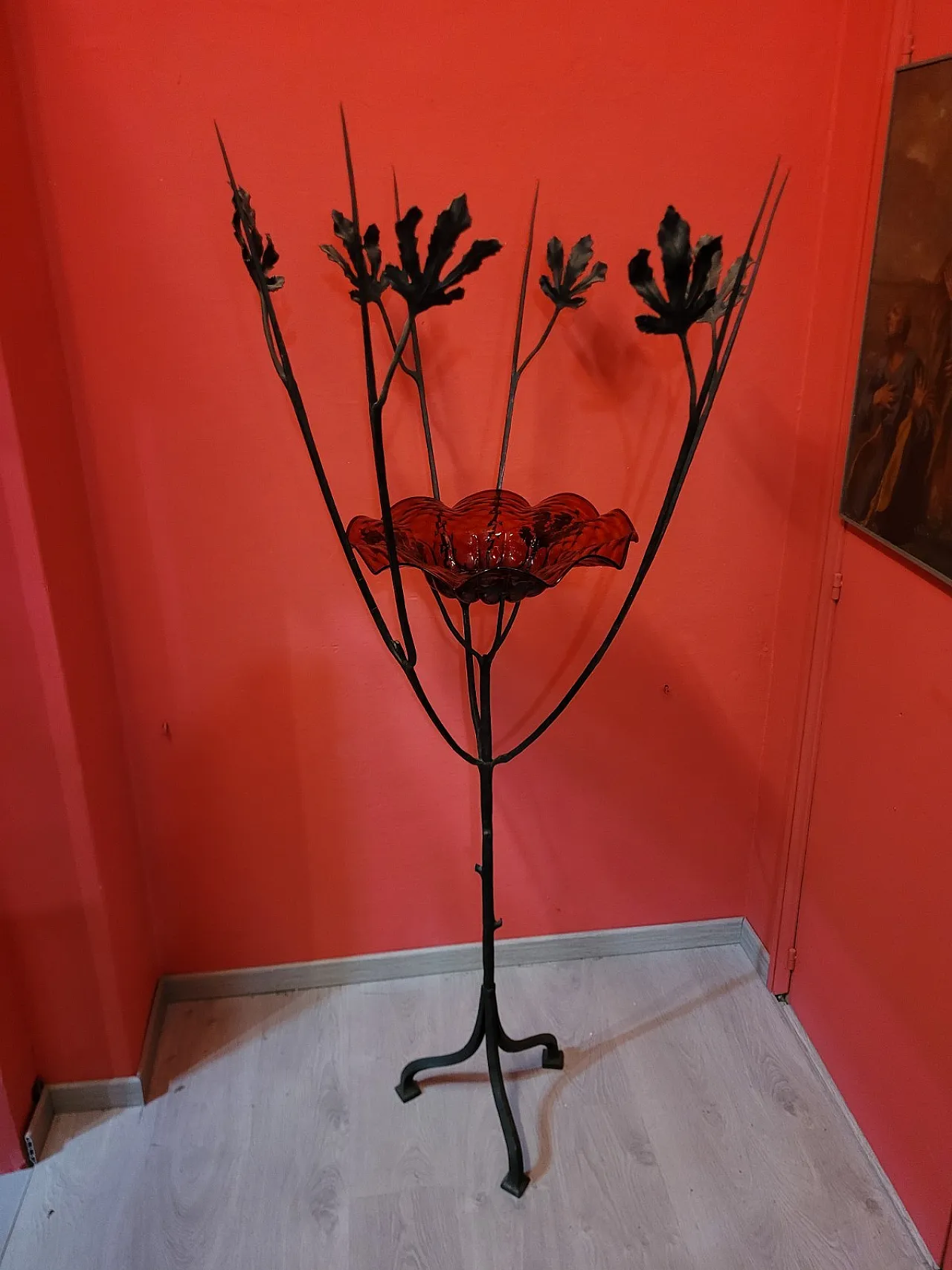 Scultura Albero con rami e piatto in vetro di Murano, anni '20 8