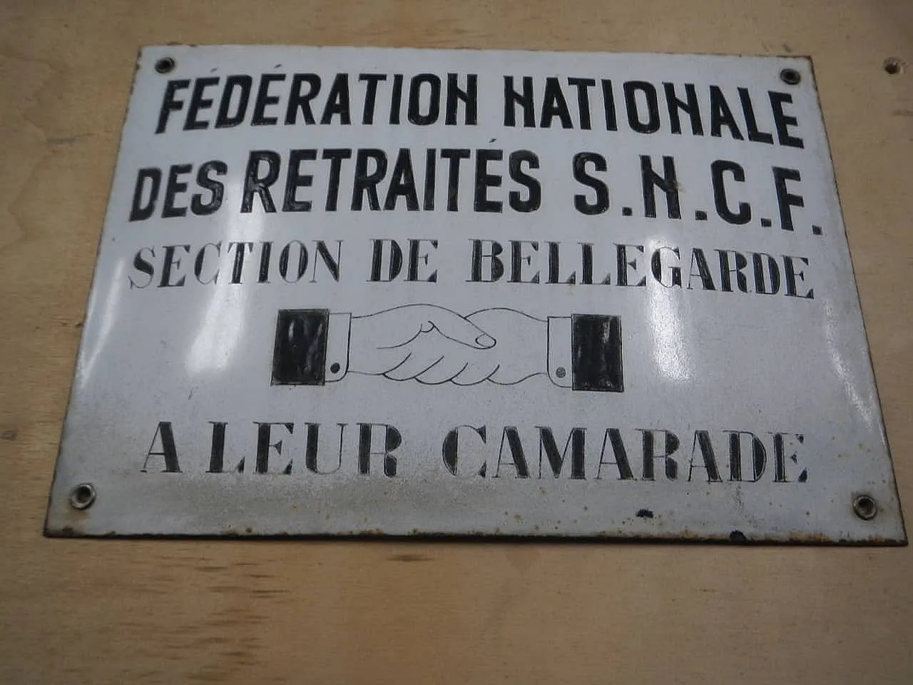 Targa in metallo Sindacato S.F.C.F,  Francia, 1930 1