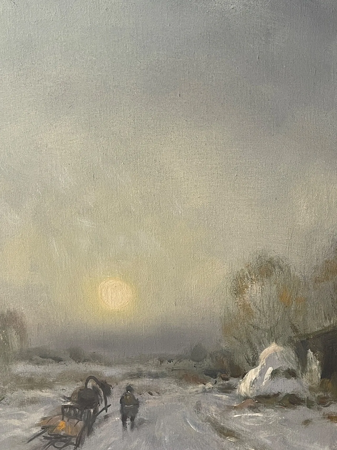 Dipinto a olio su tela, paesaggio invernale, Ivan Karpoff, '900 4