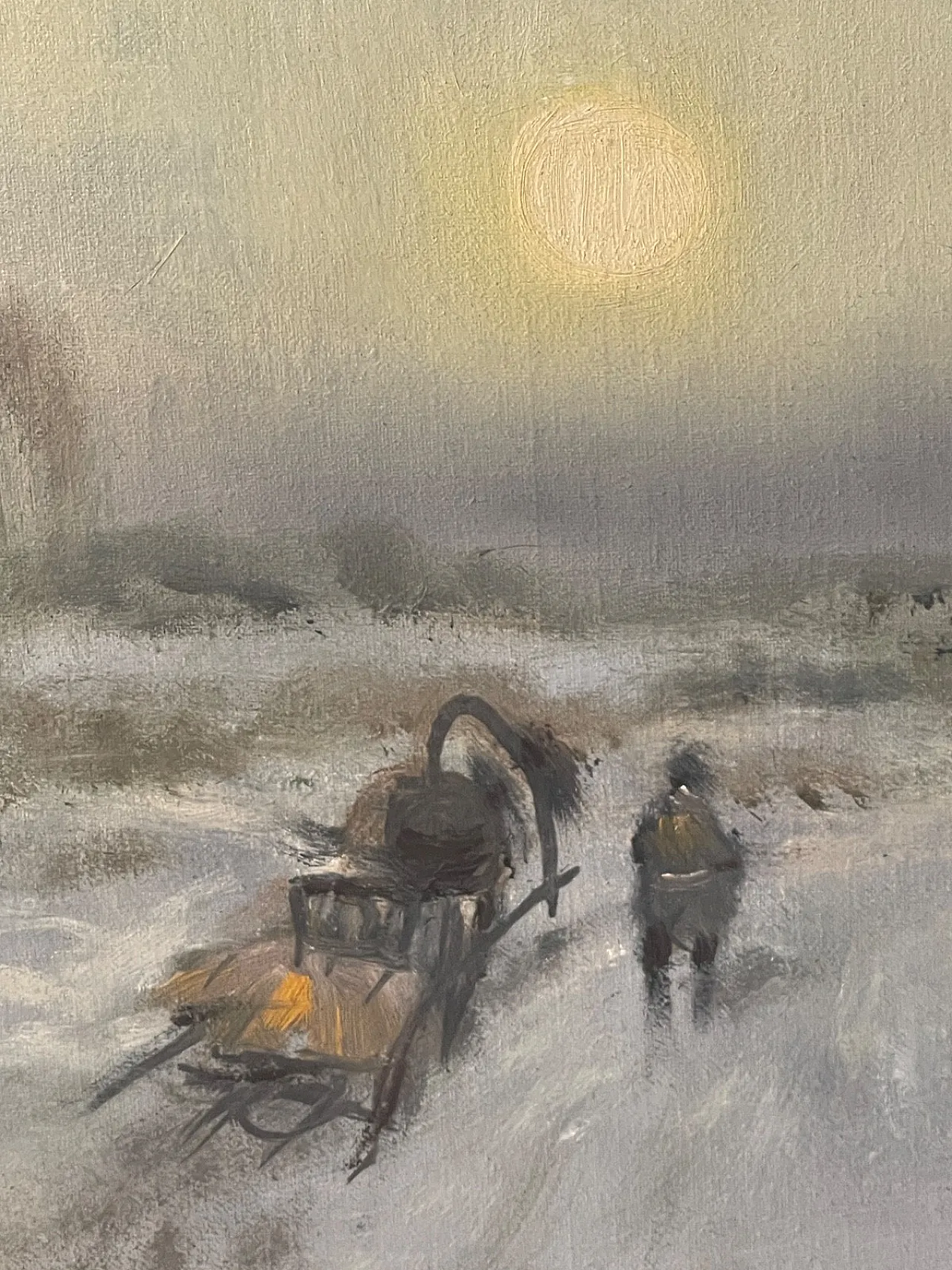 Dipinto a olio su tela, paesaggio invernale, Ivan Karpoff, '900 5