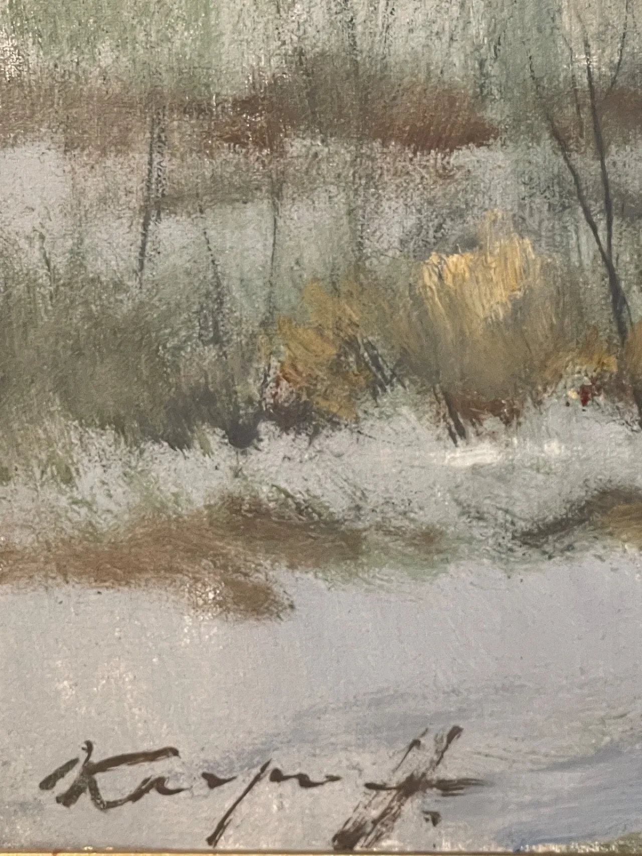 Dipinto a olio su tela, paesaggio invernale, Ivan Karpoff, '900 7