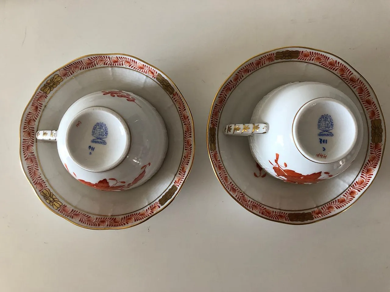 Herend, coffee cups with sugar, dairy and tray, 80s 7