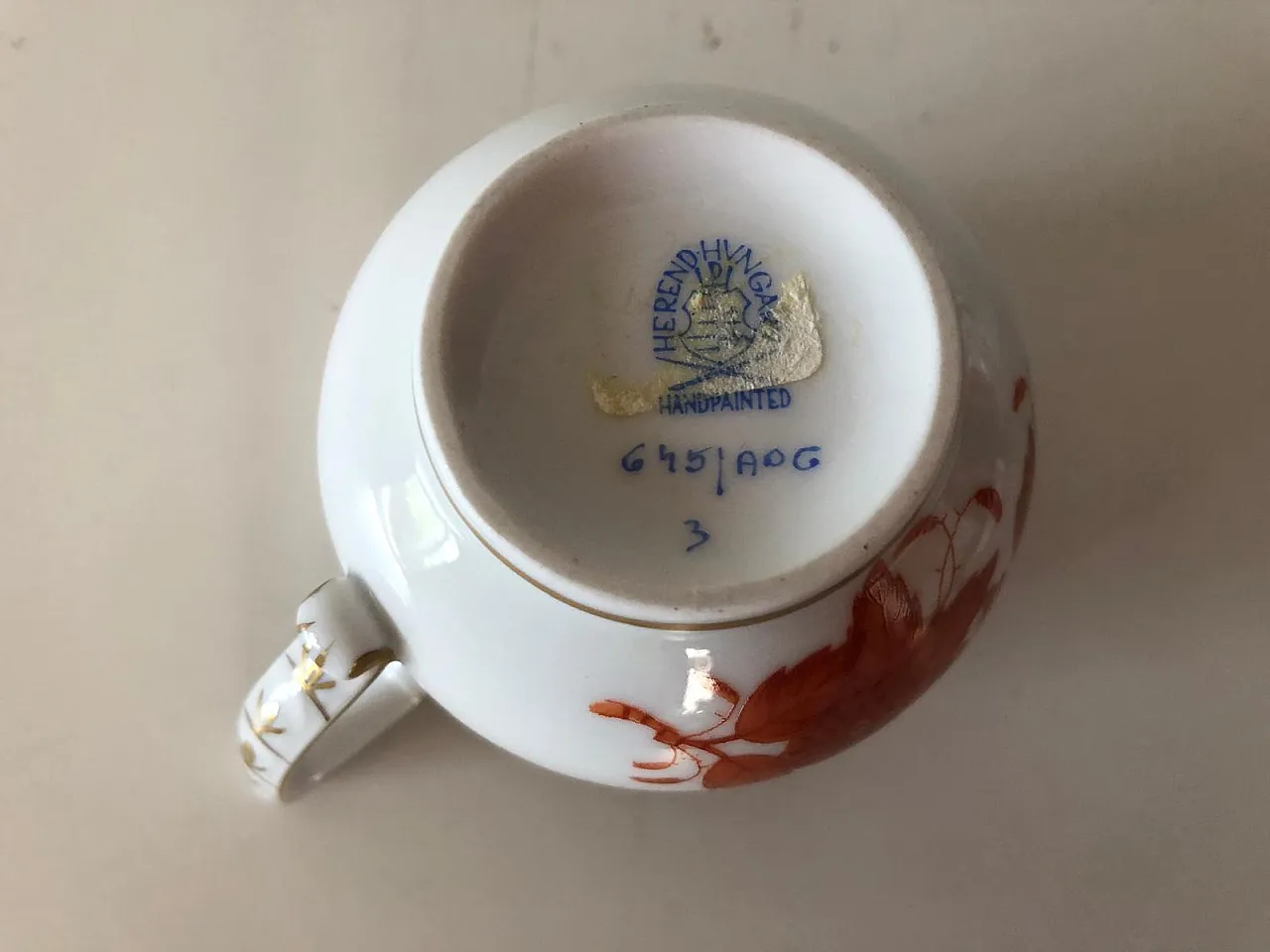 Herend, coffee cups with sugar, dairy and tray, 80s 12