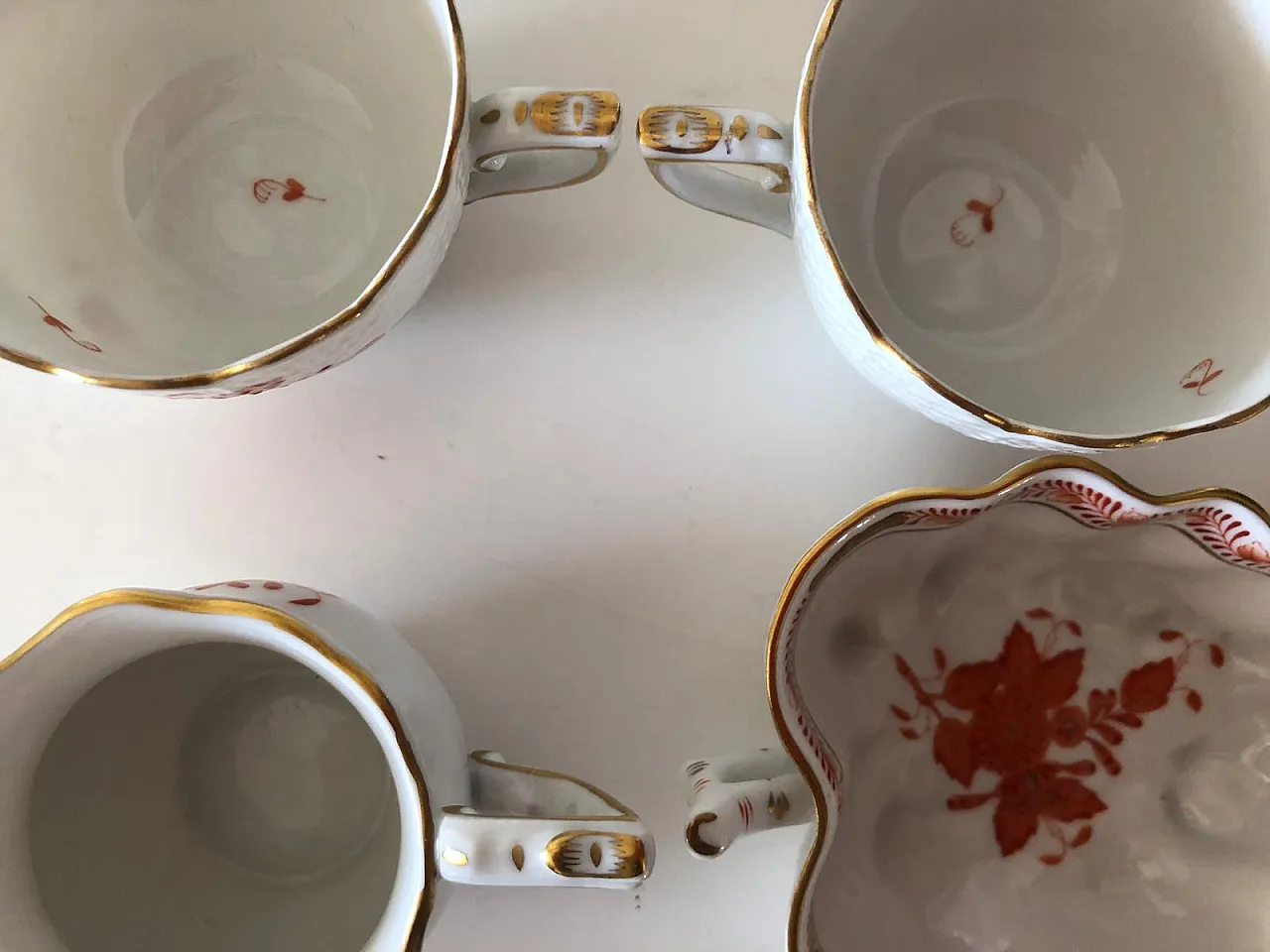 Herend, coffee cups with sugar, dairy and tray, 80s 17