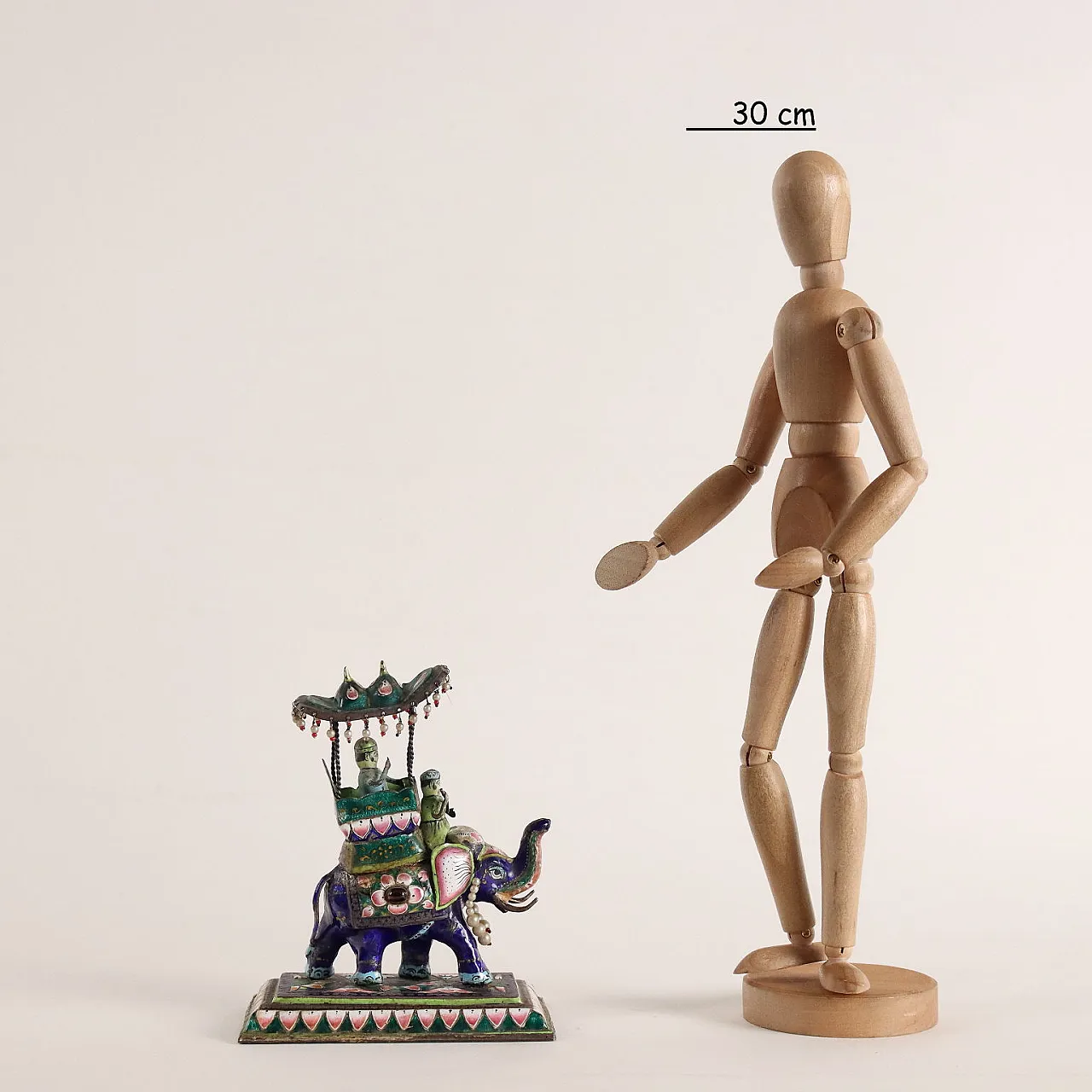 Indian silver and polychrome enamel elephant with palanquin sculpture 2