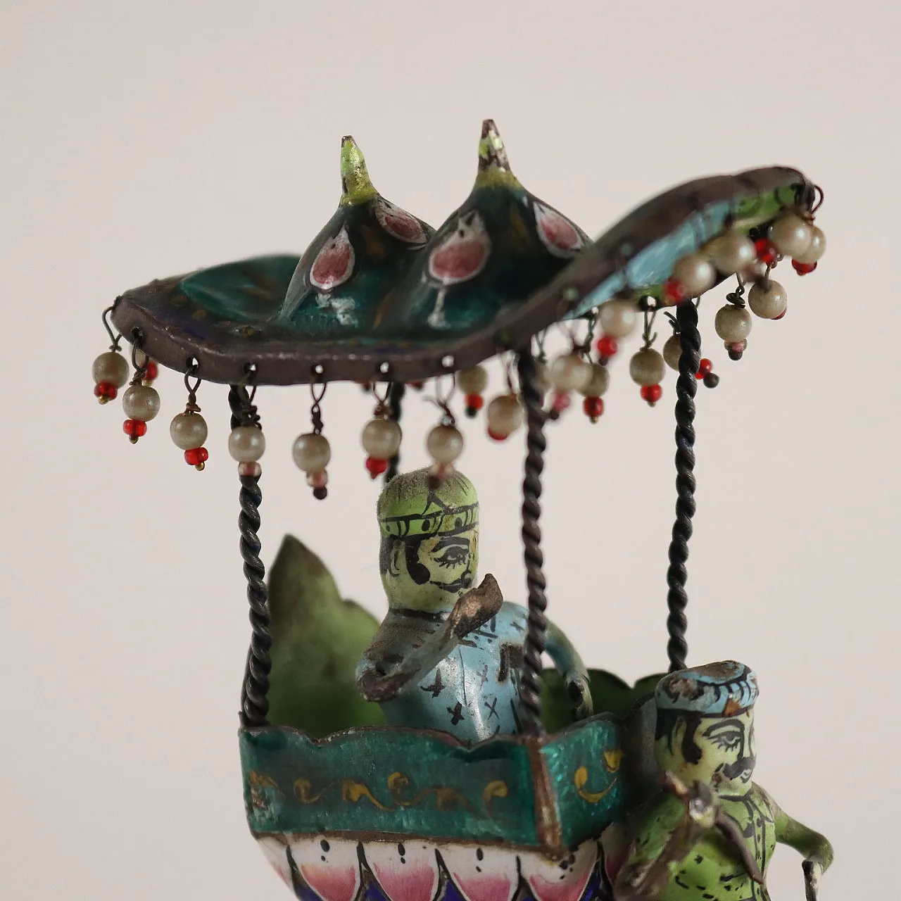 Indian silver and polychrome enamel elephant with palanquin sculpture 4